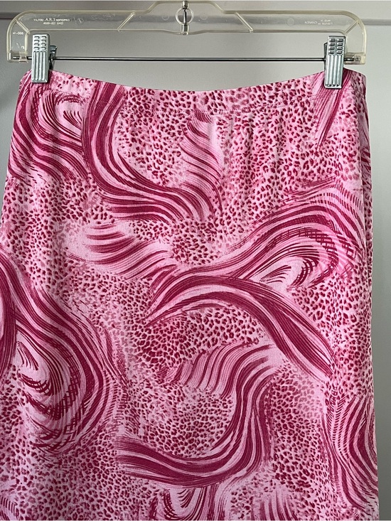 Dresses & Skirts - Kim&Co Pink Funky Wave & Leopard Print Midi Skirt Size XL